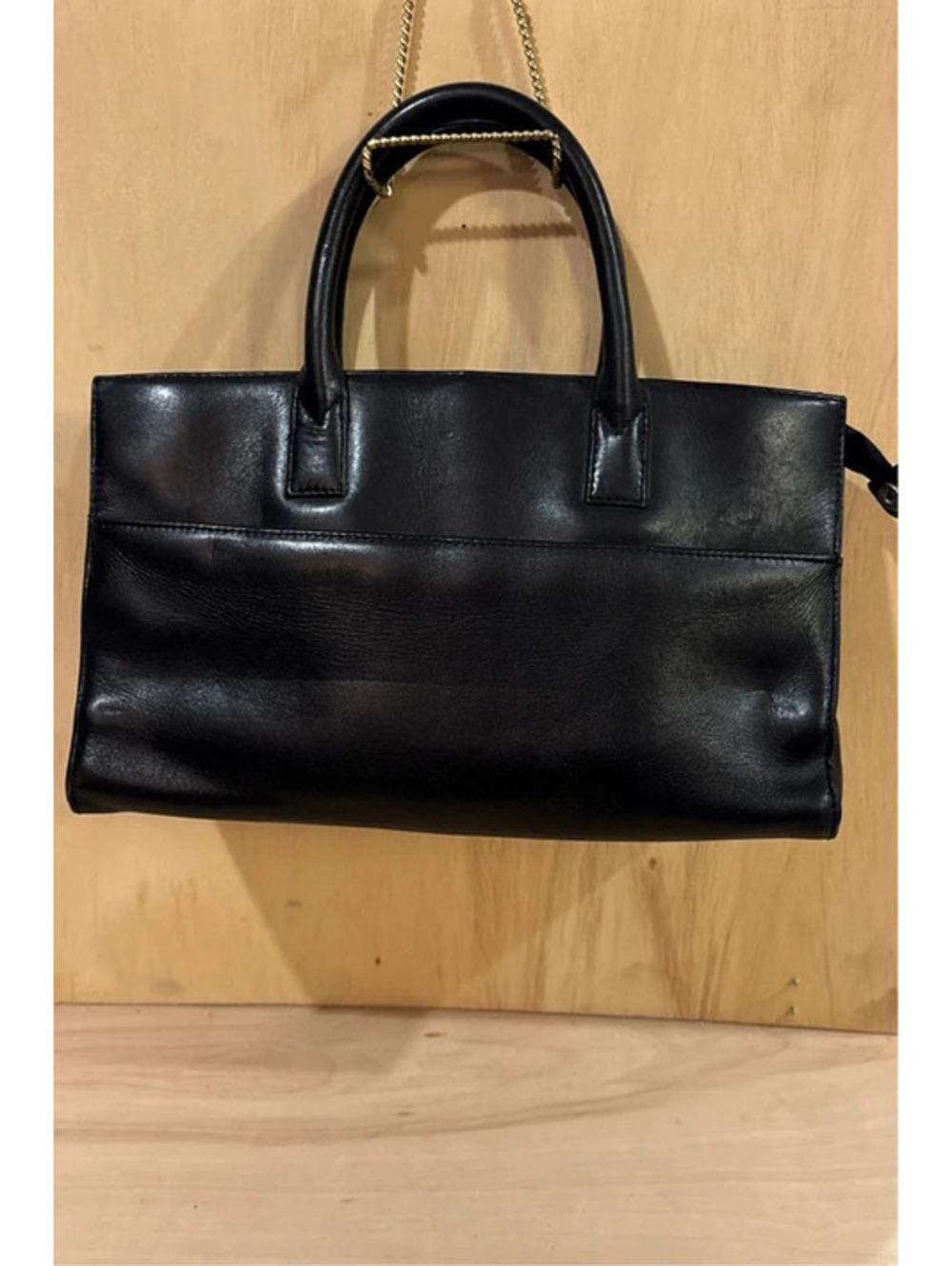 Y2K HOBO International Black Leather East West Satchel Top Handle Bag Purse